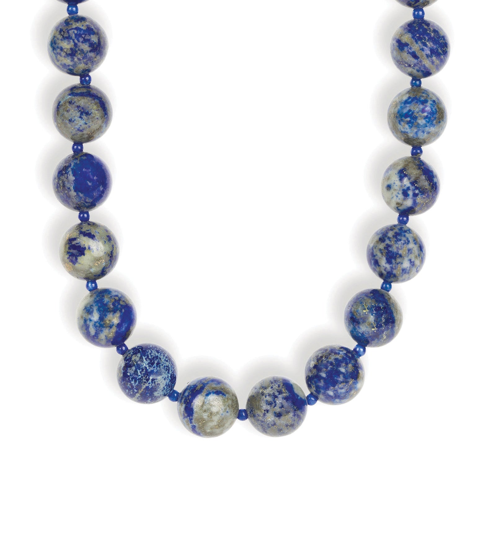 Mixed Shape Chunky Stone Necklace | 12mm Silver, Lapis