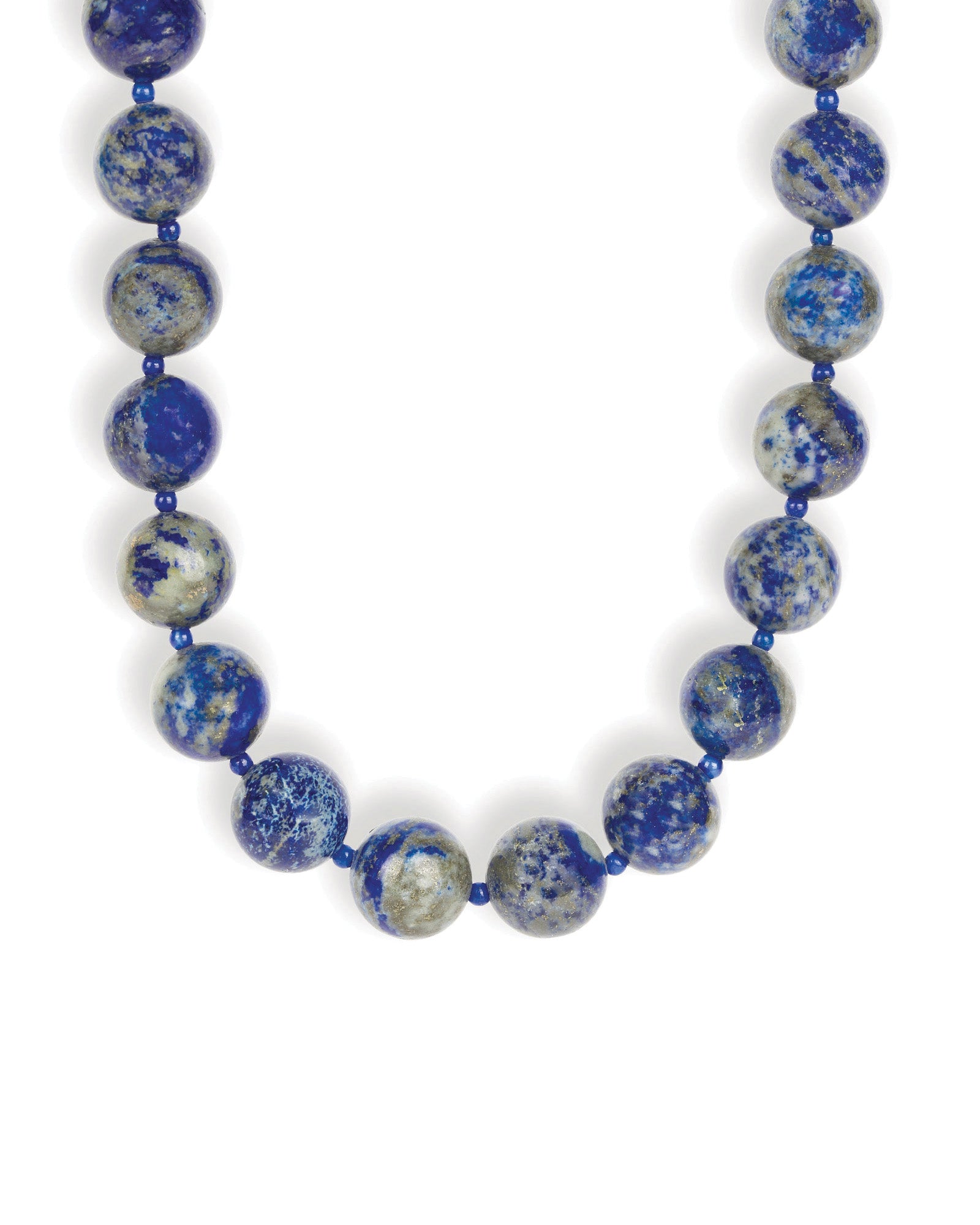 Mixed Shape Chunky Stone Necklace | 12mm Silver, Lapis