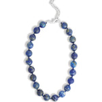 Mixed Shape Chunky Stone Necklace | 14mm Silver, Lapis