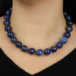 Mixed Shape Chunky Stone Necklace | 14mm Silver, Lapis