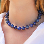 Lunita Luz-Lapis Chunky Beaded Necklace | 14mm-Necklaces-Blue Ruby Jewellery-Vancouver Canada