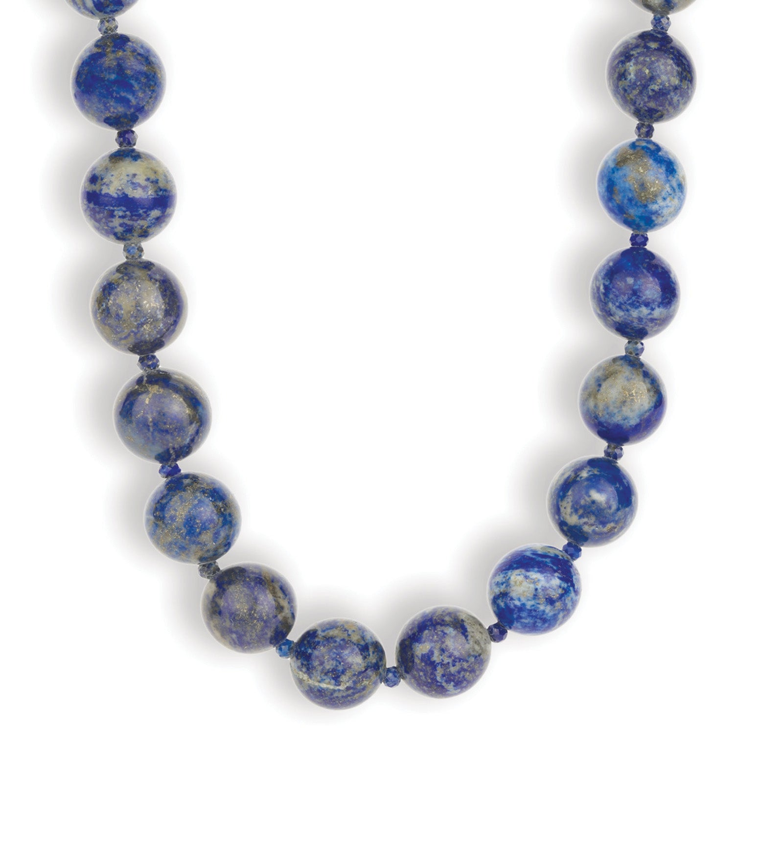 Mixed Shape Chunky Stone Necklace | 14mm Silver, Lapis