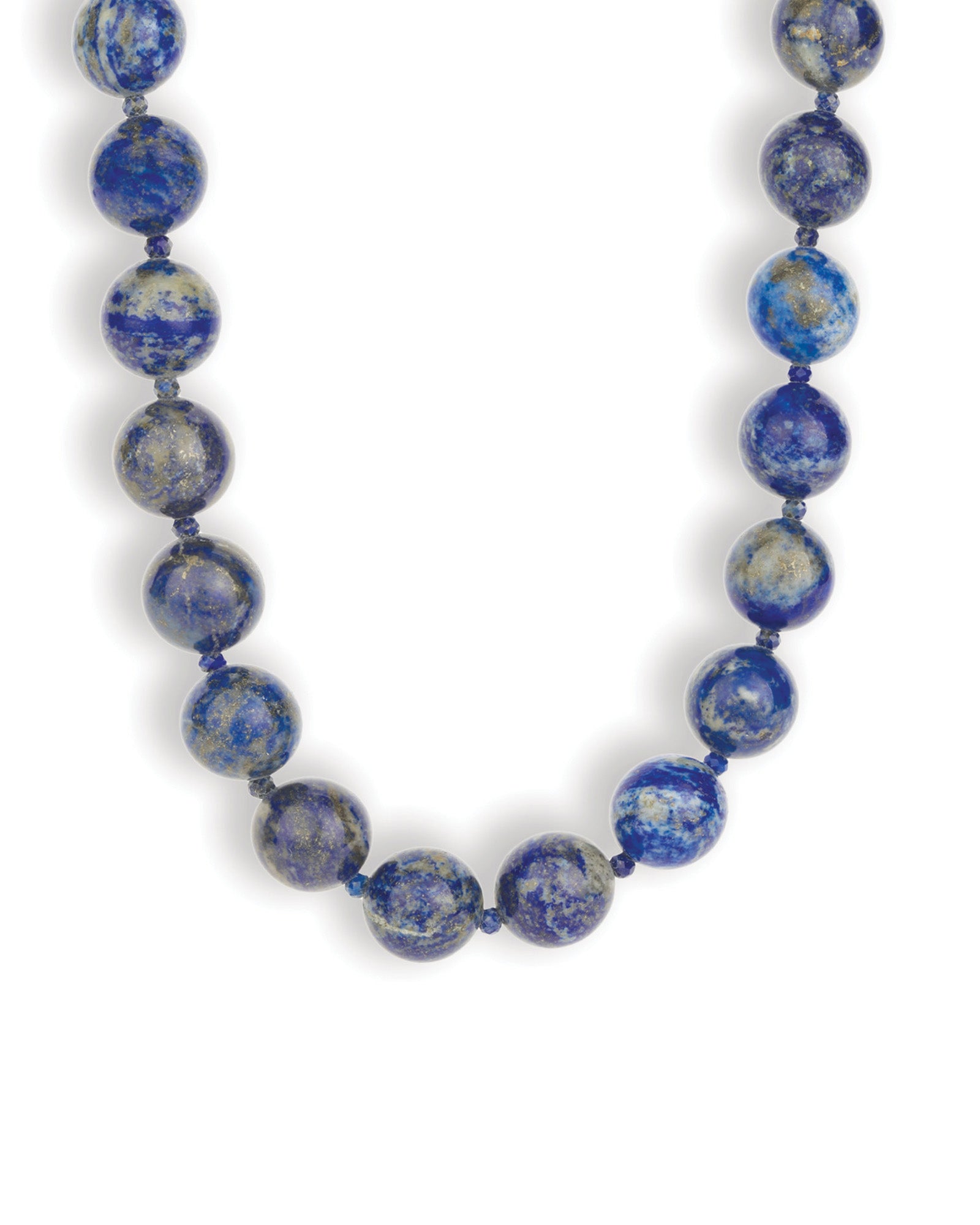 Mixed Shape Chunky Stone Necklace | 14mm Silver, Lapis