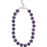Mixed Shape Chunky Stone Necklace | 14mm Silver, Amethyst, Pink Amethyst
