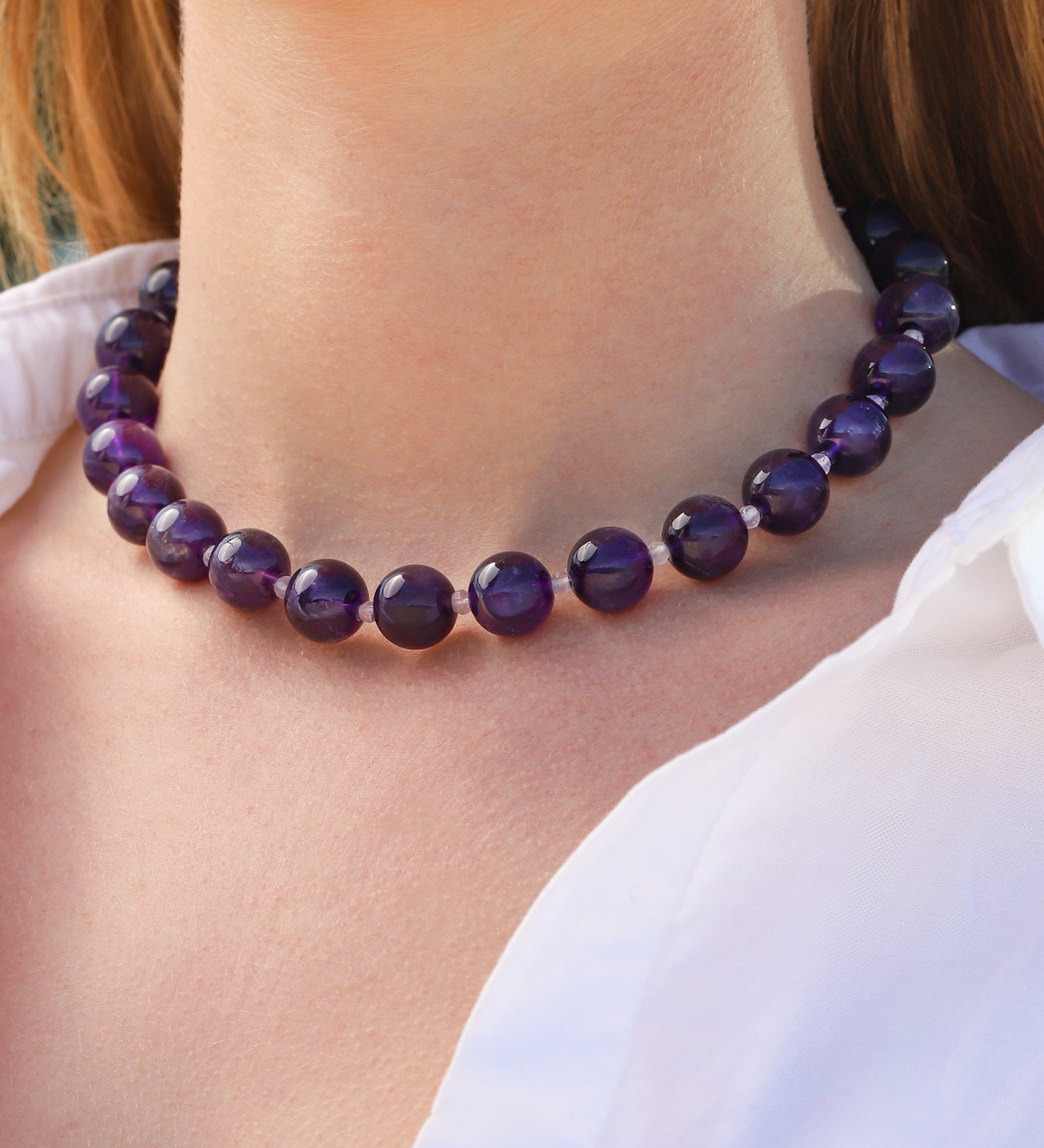 Lunita Luz-Amethyst Chunky Beaded Necklace | 14mm-Necklaces-Blue Ruby Jewellery-Vancouver Canada