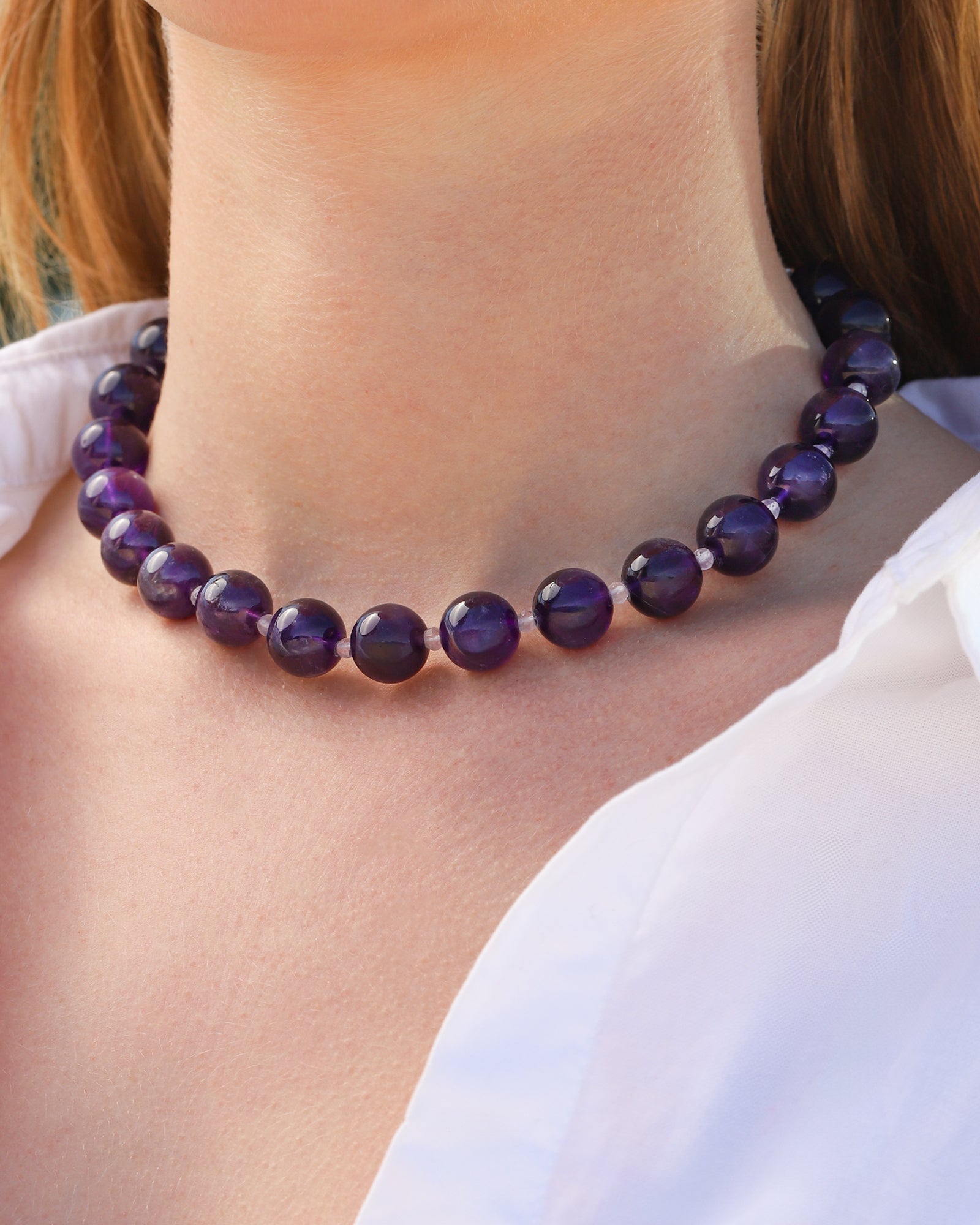 Lunita Luz-Amethyst Chunky Beaded Necklace | 14mm-Necklaces-Blue Ruby Jewellery-Vancouver Canada