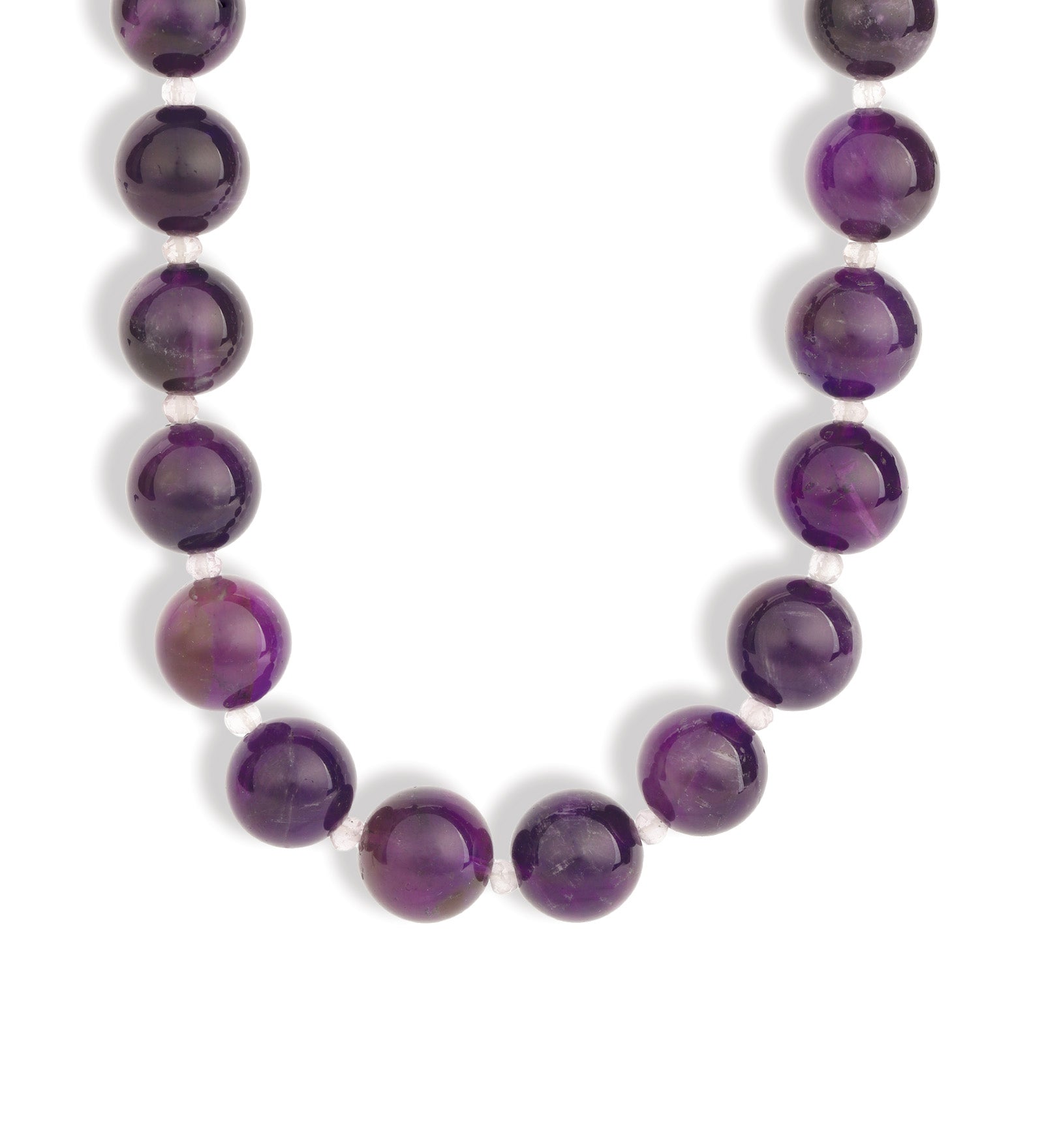 Mixed Shape Chunky Stone Necklace | 14mm Silver, Amethyst, Pink Amethyst