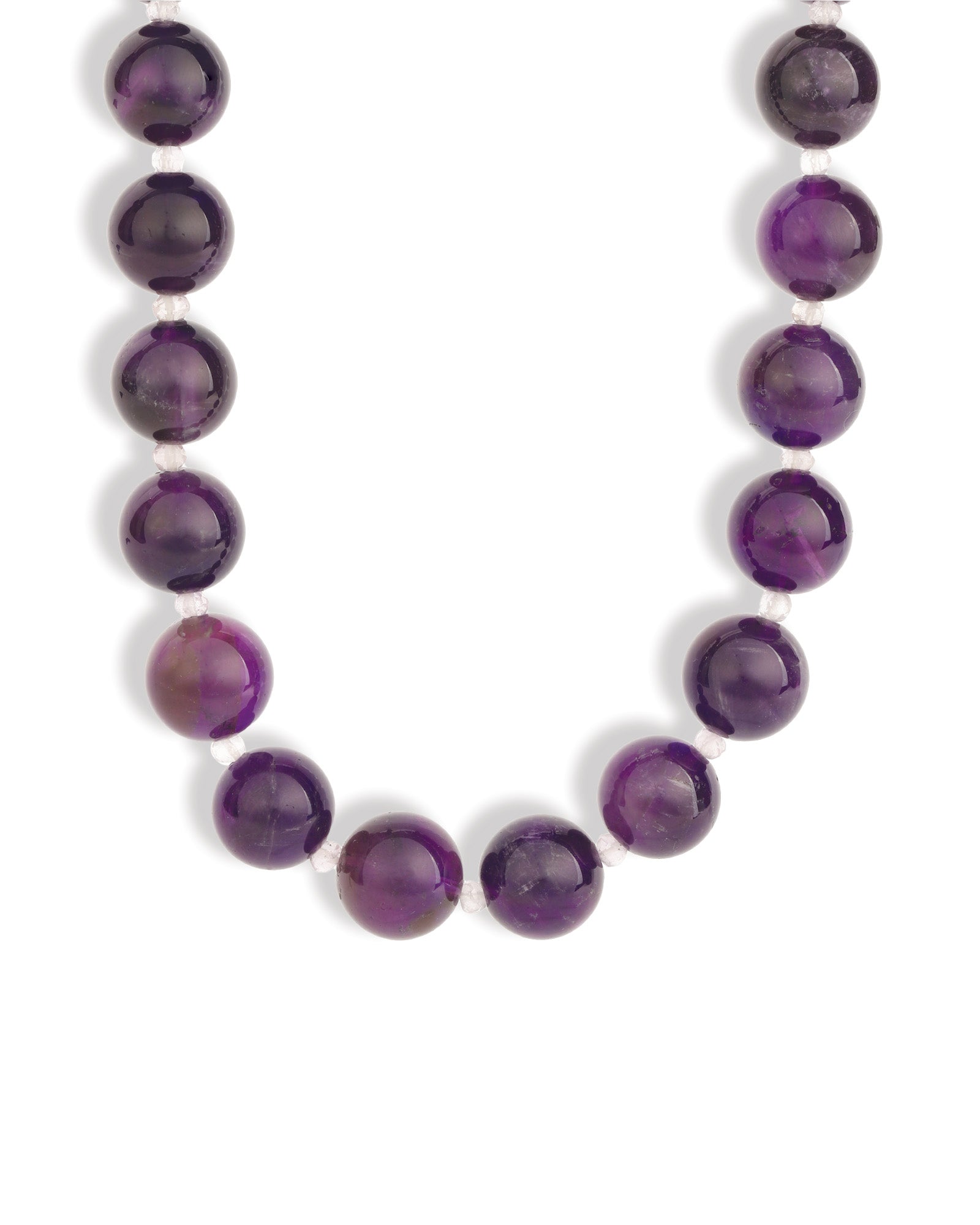 Mixed Shape Chunky Stone Necklace | 14mm Silver, Amethyst, Pink Amethyst