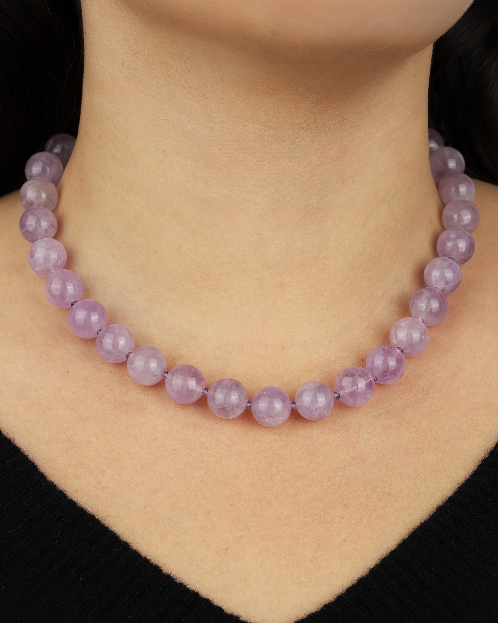 Mixed Shape Chunky Stone Necklace | 12mm Silver, Light Amethyst, Amethyst