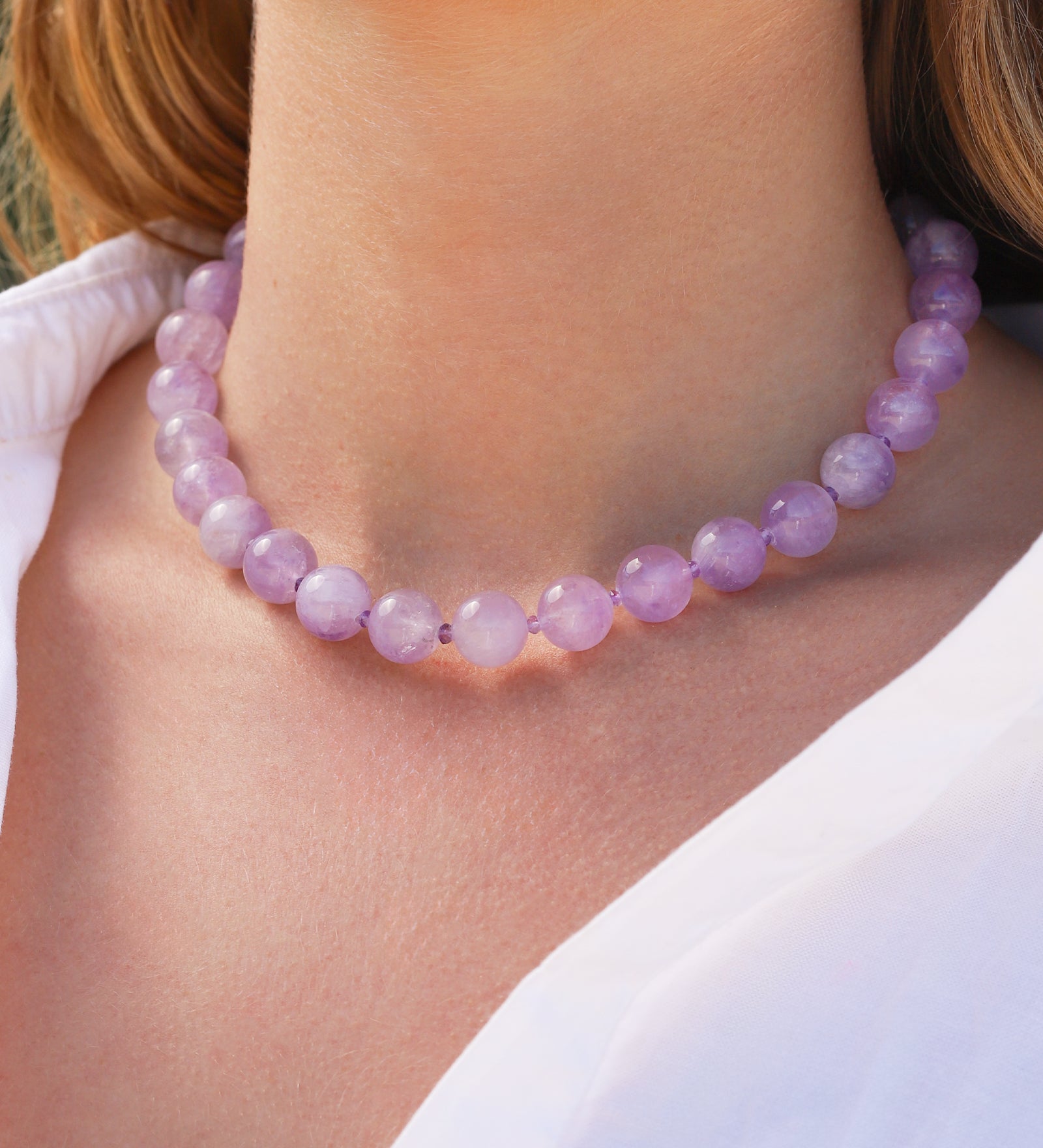 Lunita Luz-Light Amethyst Chunky Beaded Necklace | 12mm-Necklaces-Blue Ruby Jewellery-Vancouver Canada