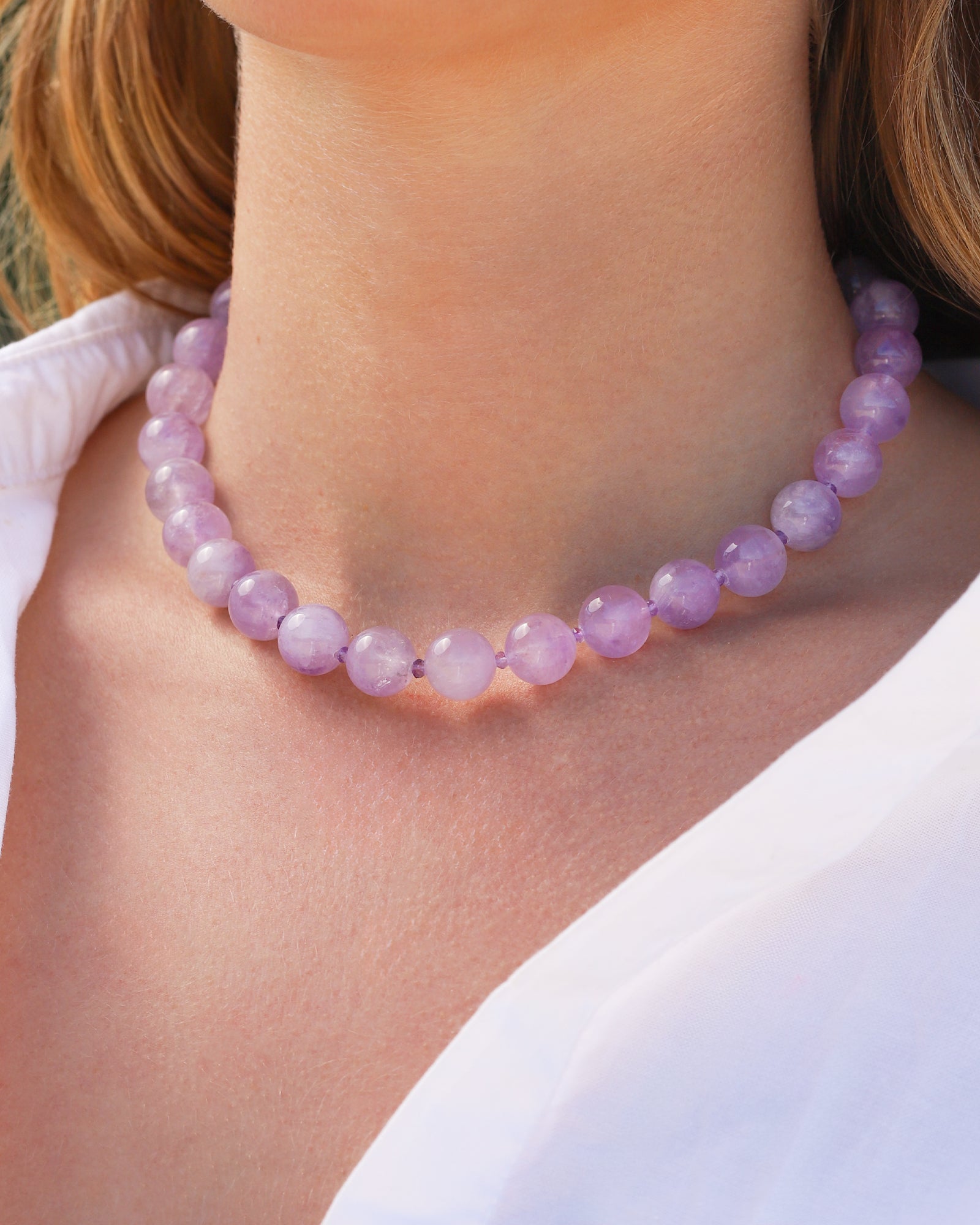 Lunita Luz-Light Amethyst Chunky Beaded Necklace | 12mm-Necklaces-Blue Ruby Jewellery-Vancouver Canada