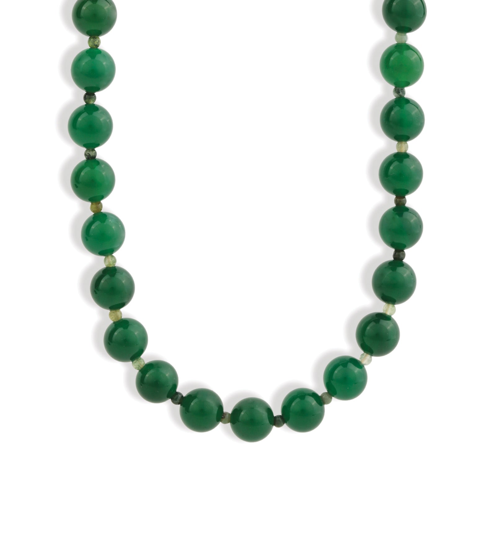 Mixed Stone Beaded Necklace | 10mm Gold, Green Agate, Moss Agate