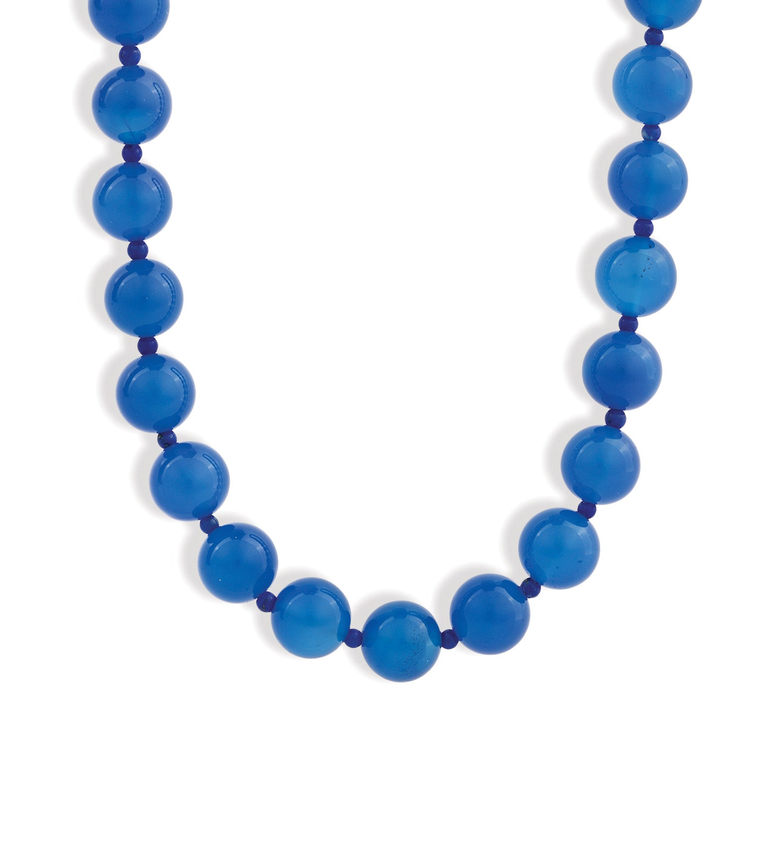 Mixed Stone Beaded Necklace | 10mm Gold, Blue Jade, Lapis