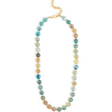 Faceted Mixed Stone Beaded Necklace | 10mm Gold, Fine Blue Agate, Apatite