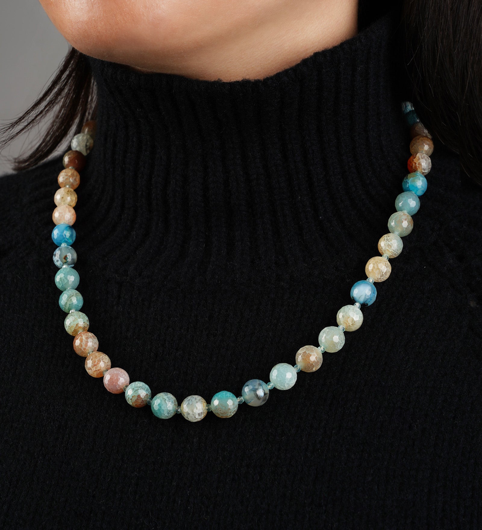 Lunita Luz-Faceted Mixed Stone Beaded Necklace | 10mm-Necklaces-Blue Ruby Jewellery-Vancouver Canada