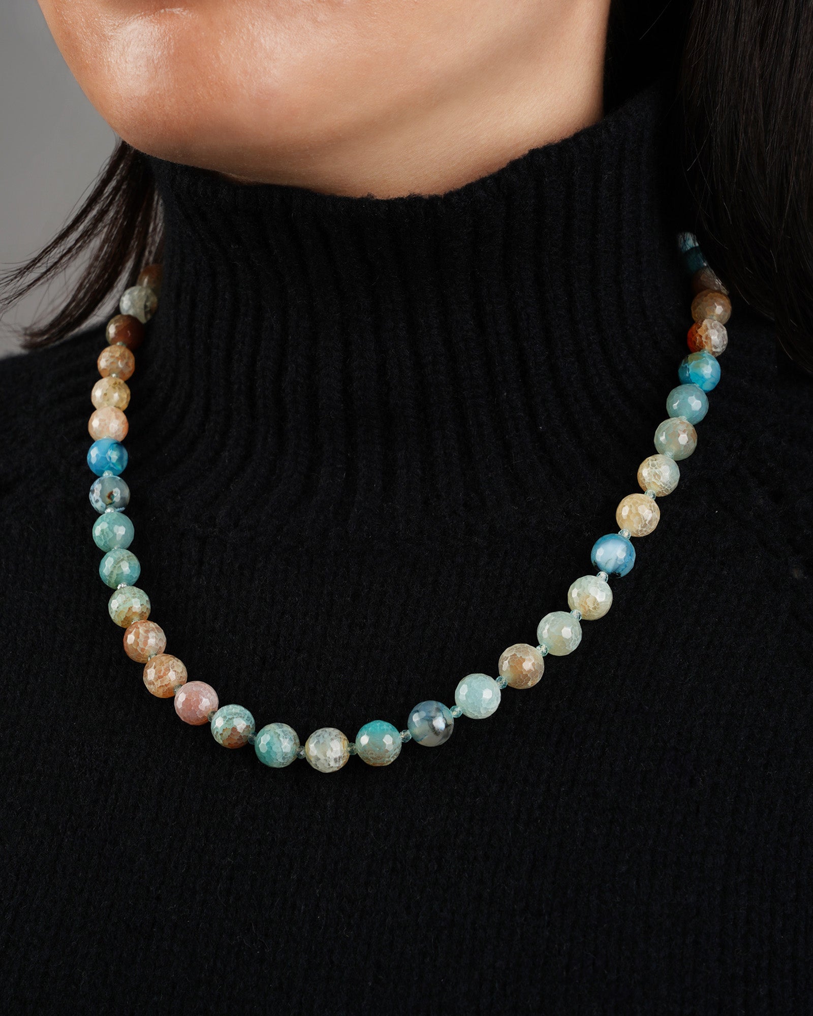 Lunita Luz-Faceted Mixed Stone Beaded Necklace | 10mm-Necklaces-Blue Ruby Jewellery-Vancouver Canada