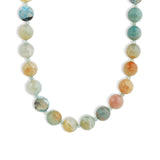 Faceted Mixed Stone Beaded Necklace | 10mm Gold, Fine Blue Agate, Apatite