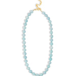 Faceted Mixed Stone Beaded Necklace | 10mm Gold, Light Blue Jade, Apatite