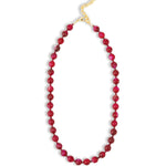 Faceted Mixed Stone Beaded Necklace | 10mm Gold, Fuschia Agate, Garnet