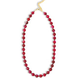 Faceted Mixed Stone Beaded Necklace | 10mm Gold, Fuschia Agate, Garnet