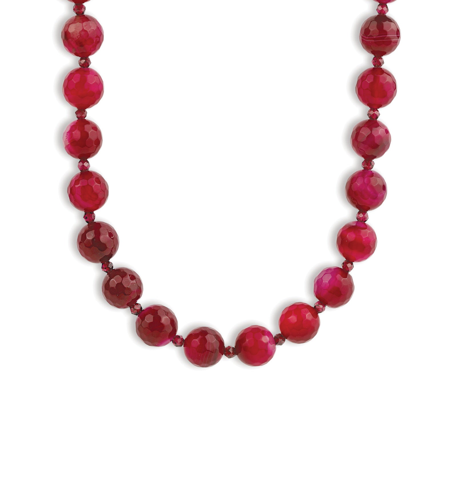 Faceted Mixed Stone Beaded Necklace | 10mm Gold, Fuschia Agate, Garnet