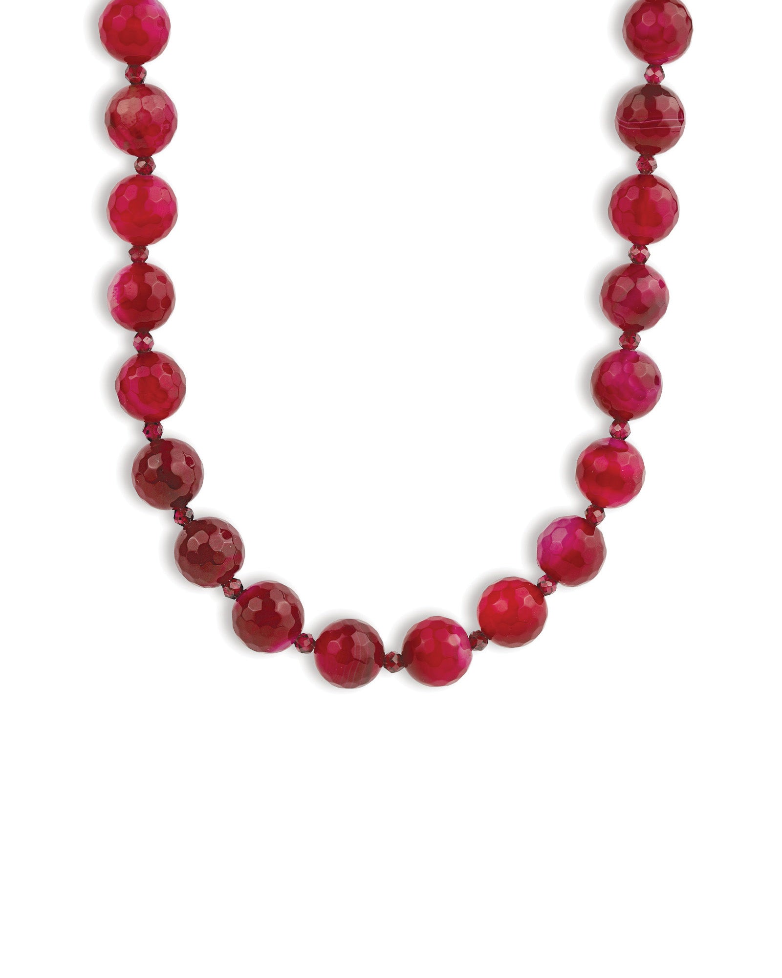 Faceted Mixed Stone Beaded Necklace | 10mm Gold, Fuschia Agate, Garnet