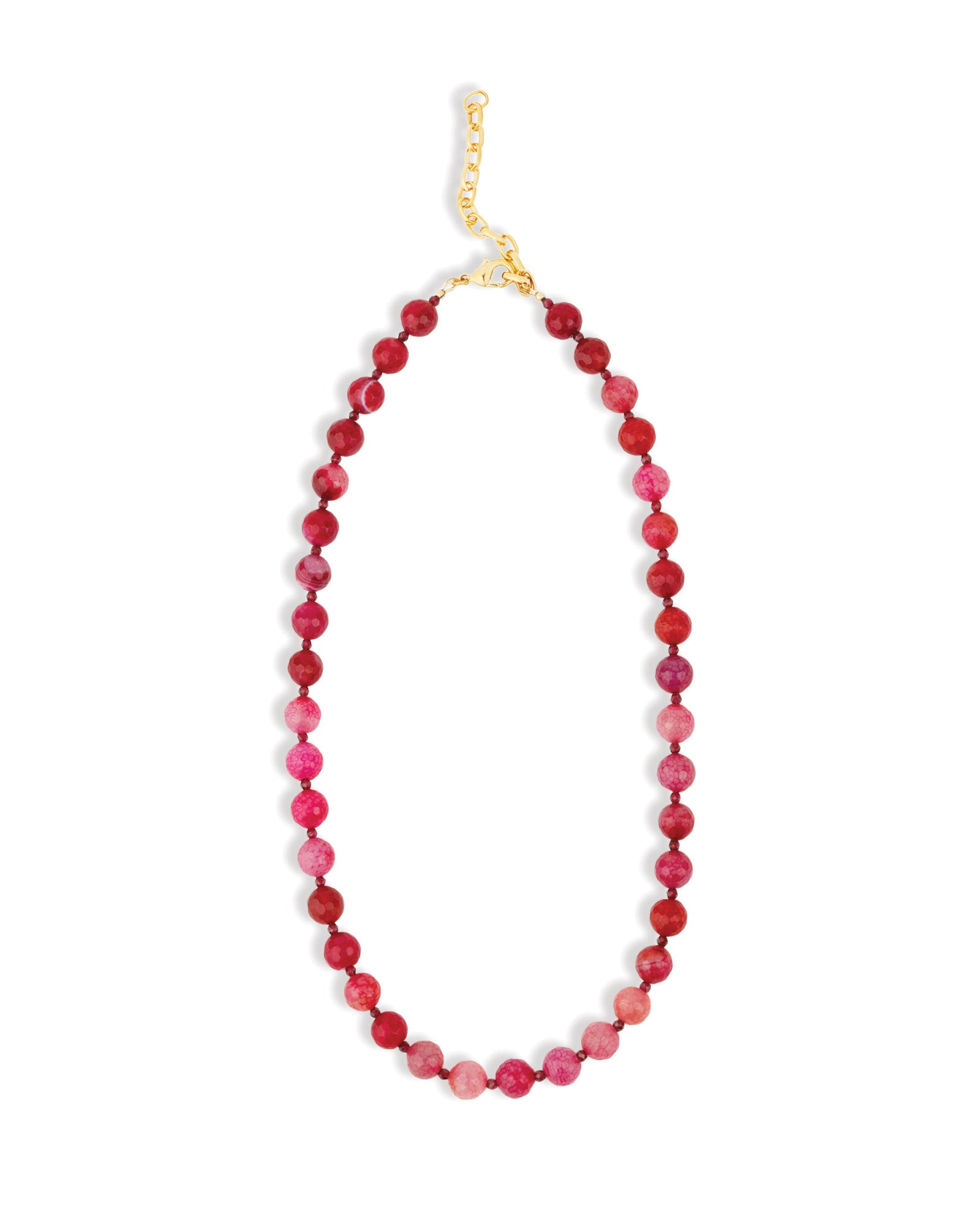 Faceted Mixed Stone Beaded Necklace | 10mm Gold, Red Agate, Garnet