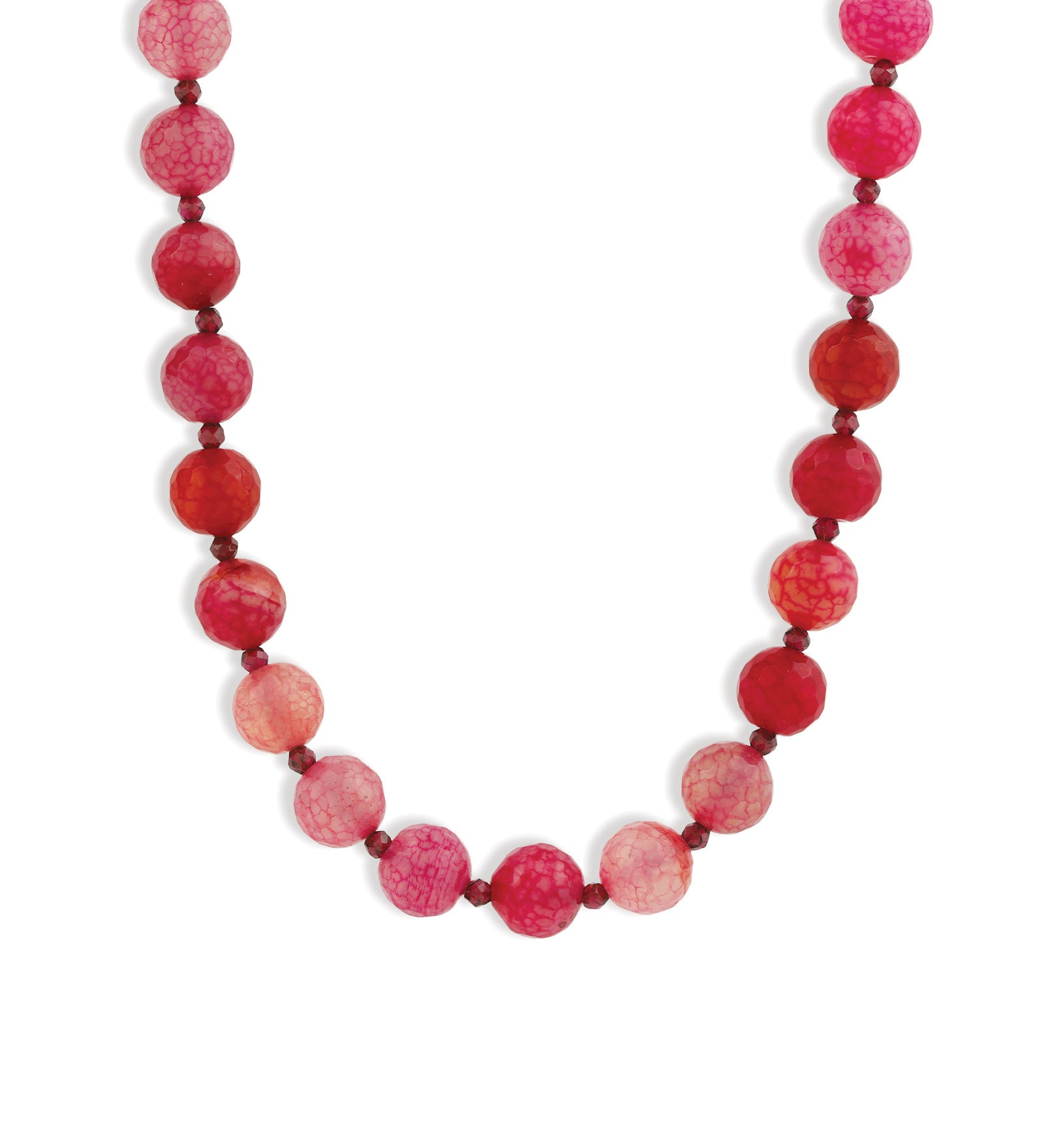 Faceted Mixed Stone Beaded Necklace | 10mm Gold, Red Agate, Garnet