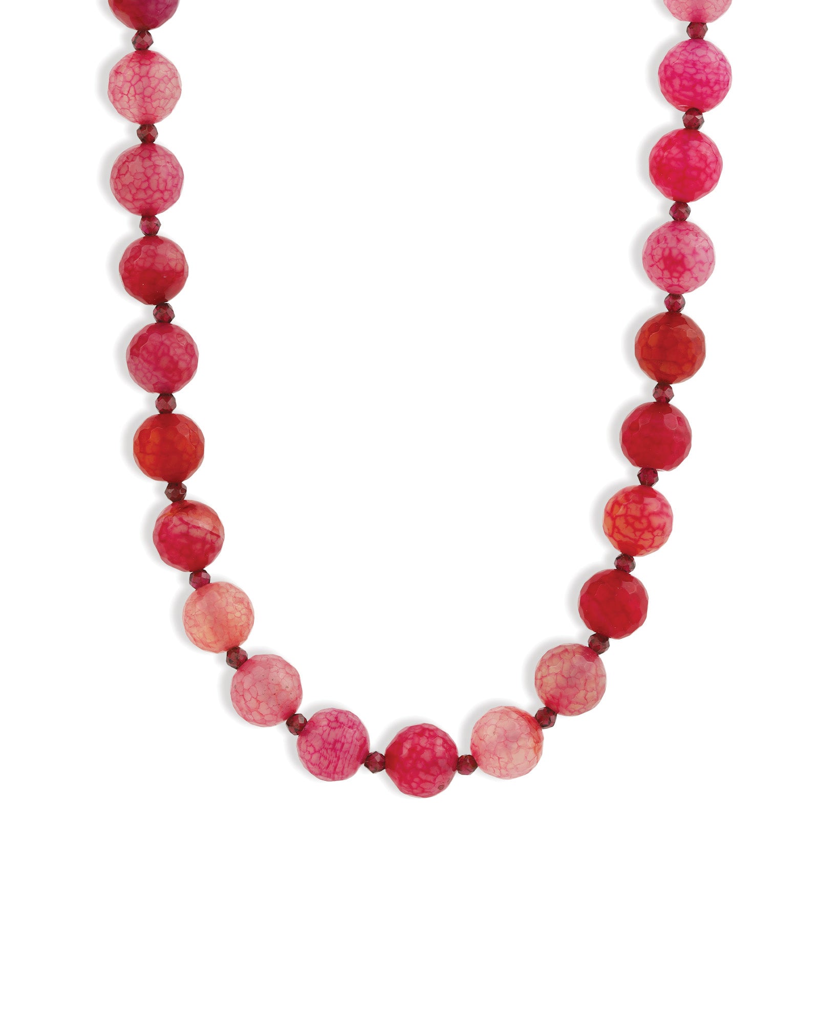 Faceted Mixed Stone Beaded Necklace | 10mm Gold, Red Agate, Garnet
