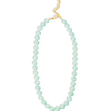 Faceted Mixed Stone Beaded Necklace | 10mm Gold, Light Green Agate, Amazonite