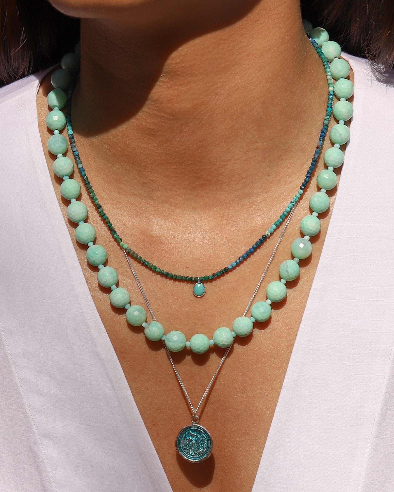 Lunita Luz-Faceted Mixed Shape Long Beaded Necklace | 10mm-Necklaces-Blue Ruby Jewellery-Vancouver Canada