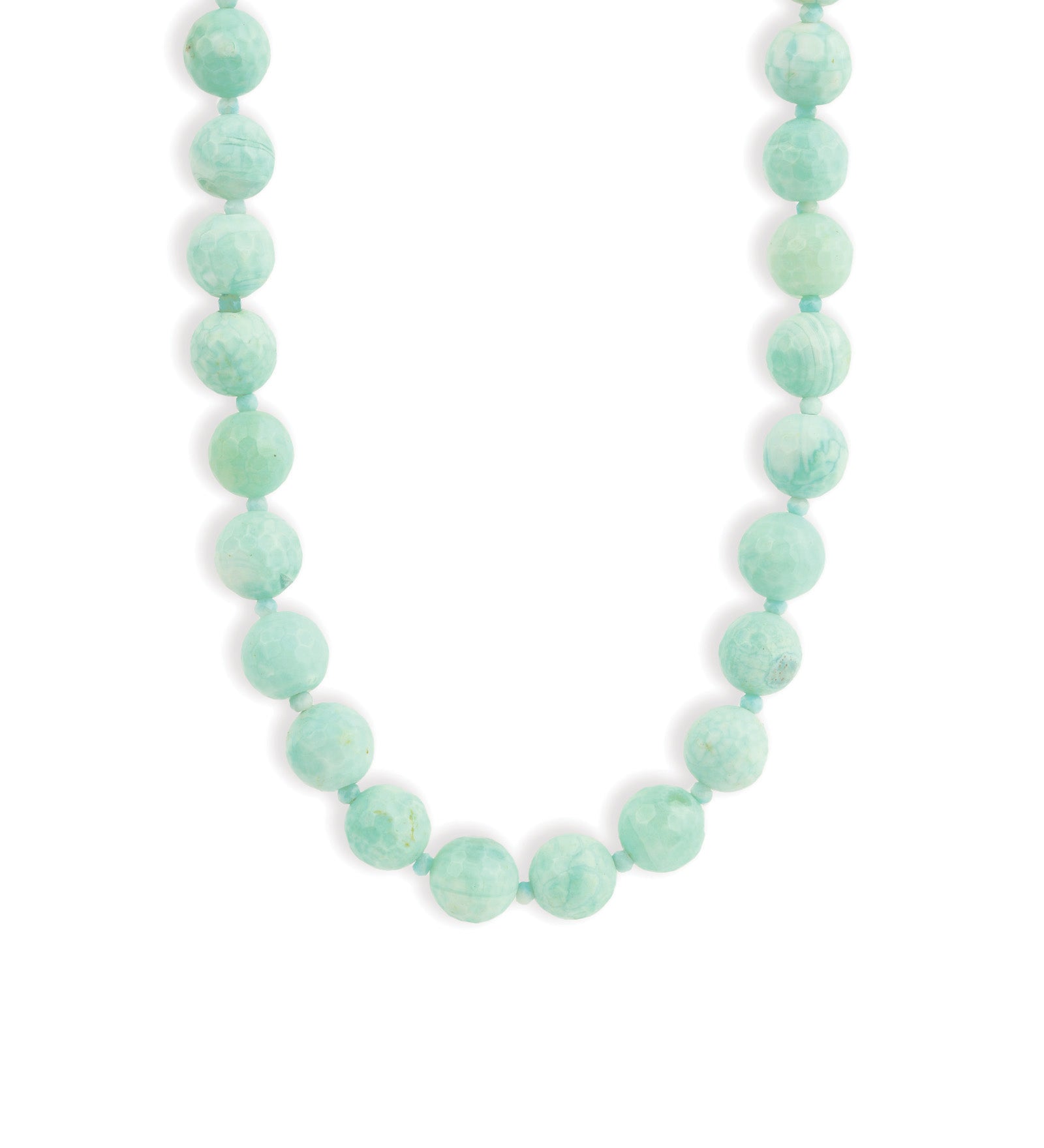 Faceted Mixed Stone Beaded Necklace | 10mm Gold, Light Green Agate, Amazonite