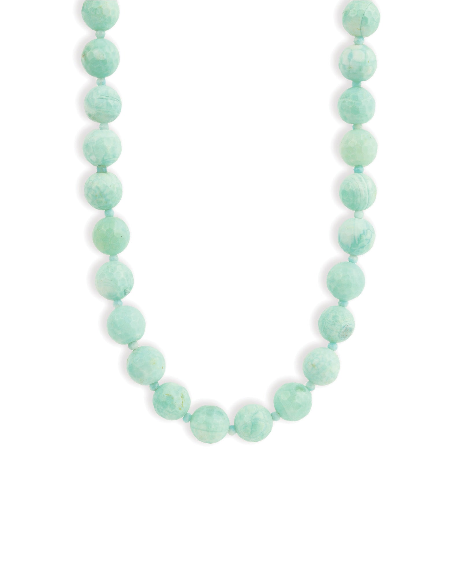 Faceted Mixed Stone Beaded Necklace | 10mm Gold, Light Green Agate, Amazonite