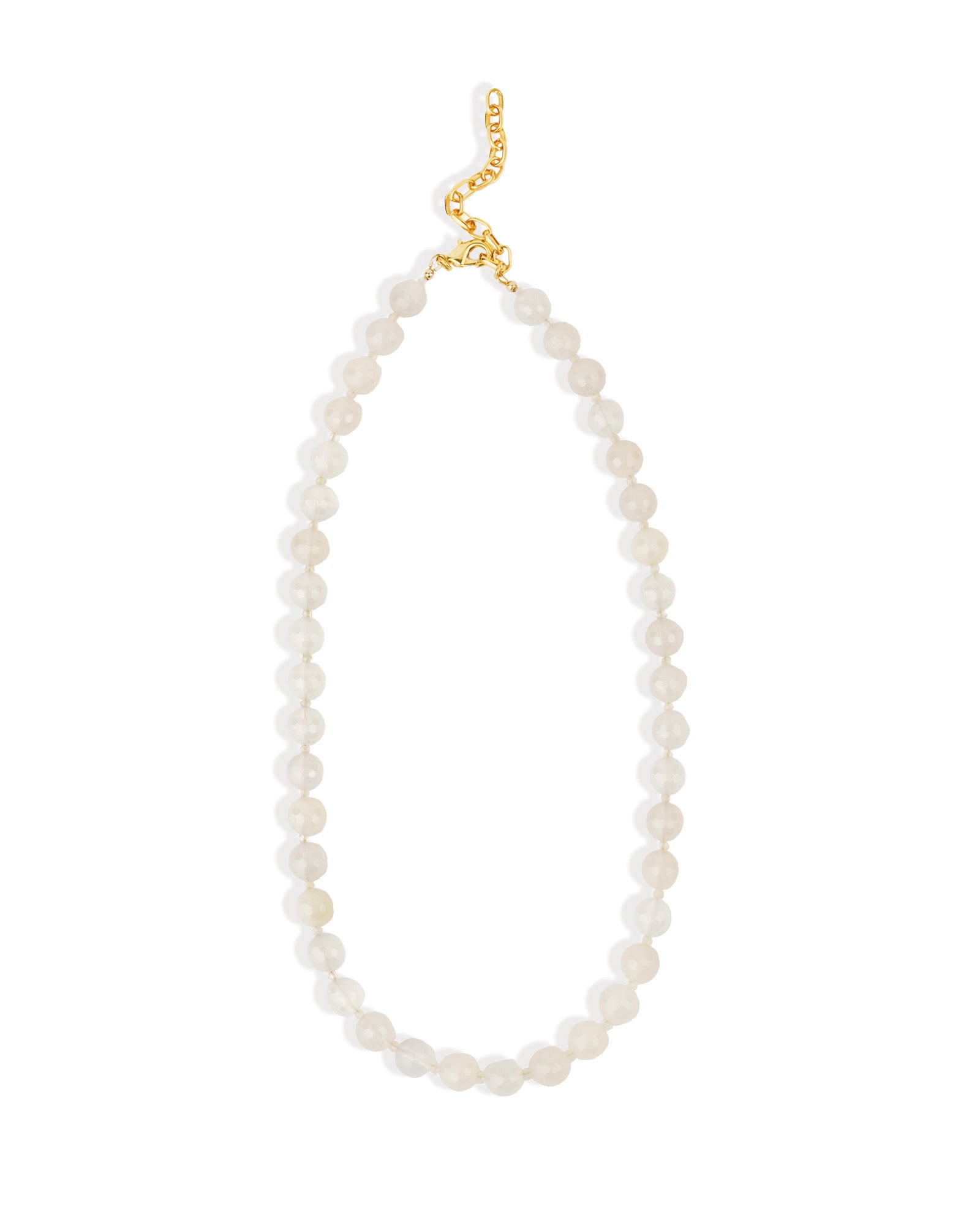 Faceted Mixed Stone Beaded Necklace | 10mm Gold, White Agate, Moonstone