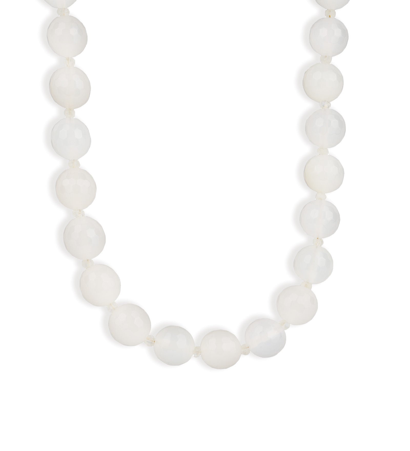 Faceted Mixed Stone Beaded Necklace | 10mm Gold, White Agate, Moonstone