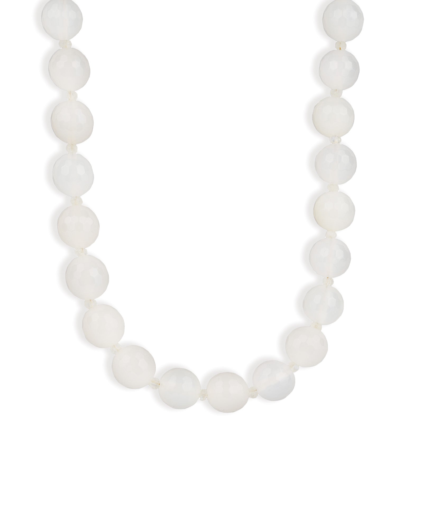 Faceted Mixed Stone Beaded Necklace | 10mm Gold, White Agate, Moonstone