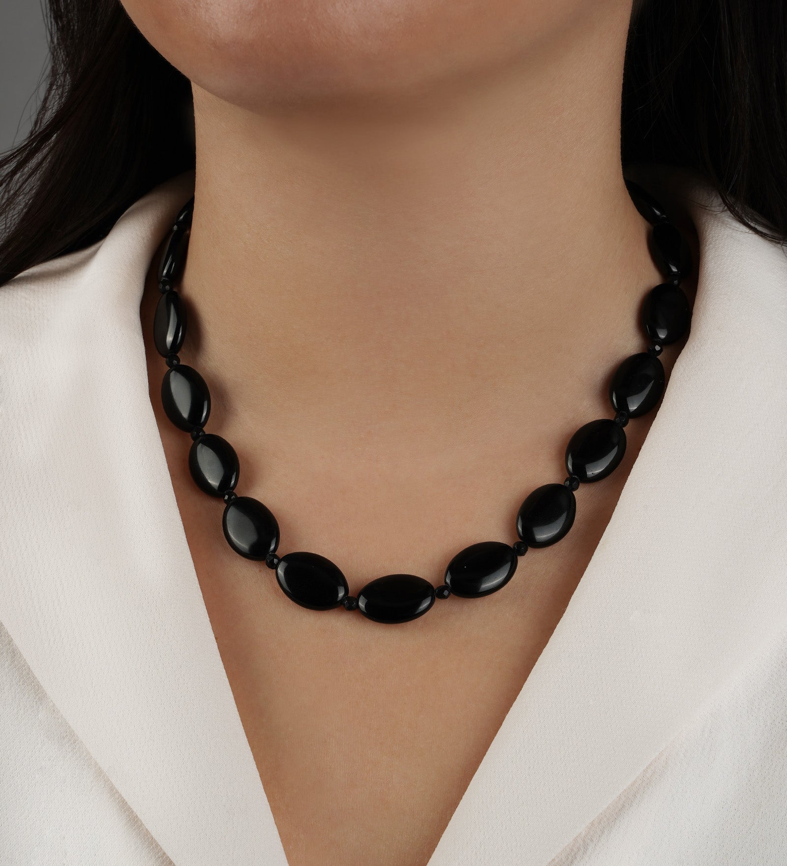 Lunita Luz-Oval Beaded Necklace | Large-Necklaces-Blue Ruby Jewellery-Vancouver Canada