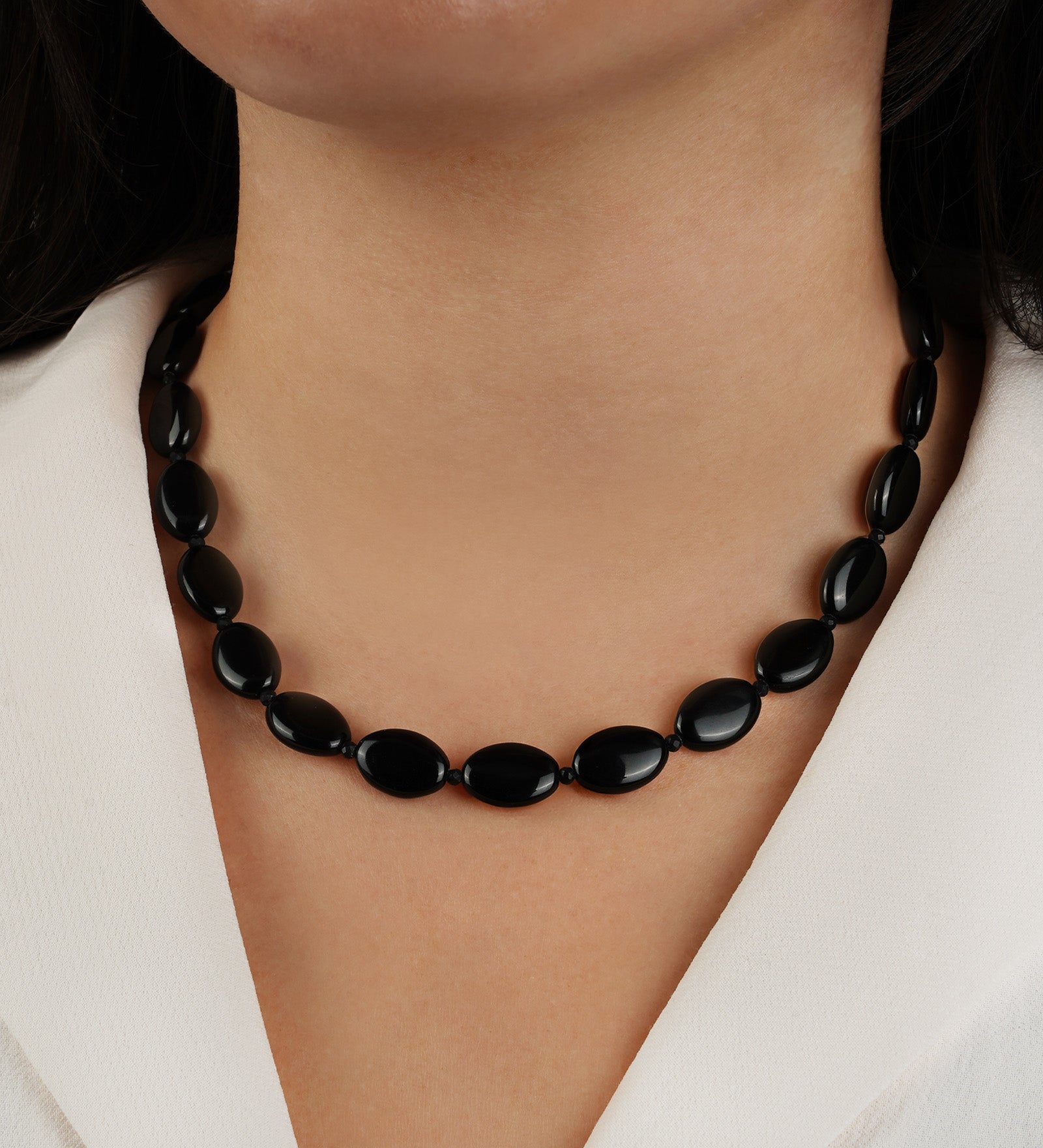 Lunita Luz-Oval Beaded Necklace | Small-Necklaces-Blue Ruby Jewellery-Vancouver Canada