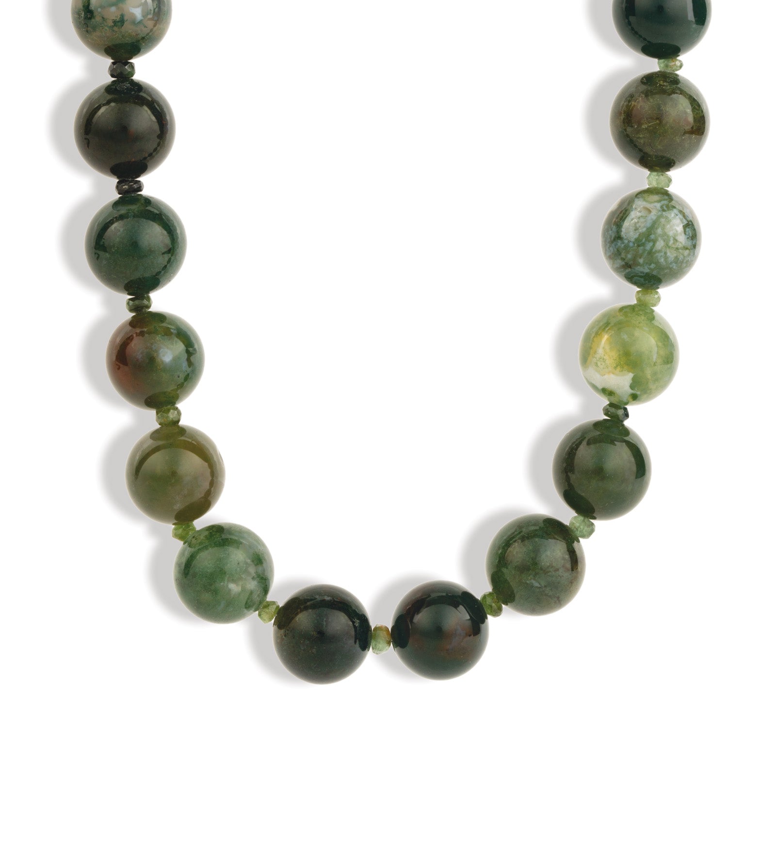 Lunita Luz-Mixed Shape Chunky Stone Necklace | 14mm-Necklaces-Gold, Moss Agate, Chrome Diopside-Blue Ruby Jewellery-Vancouver Canada