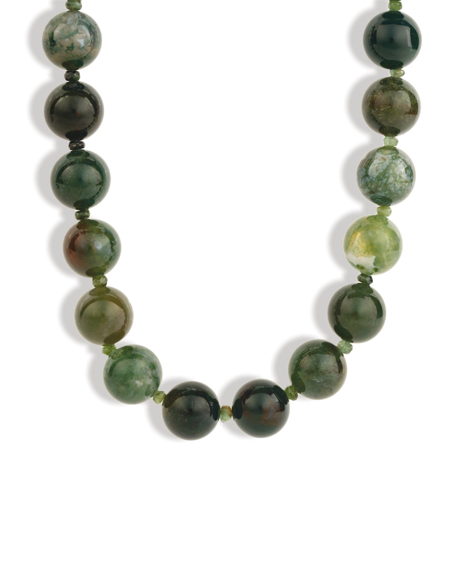 Lunita Luz-Mixed Shape Chunky Stone Necklace | 14mm-Necklaces-Gold, Moss Agate, Chrome Diopside-Blue Ruby Jewellery-Vancouver Canada