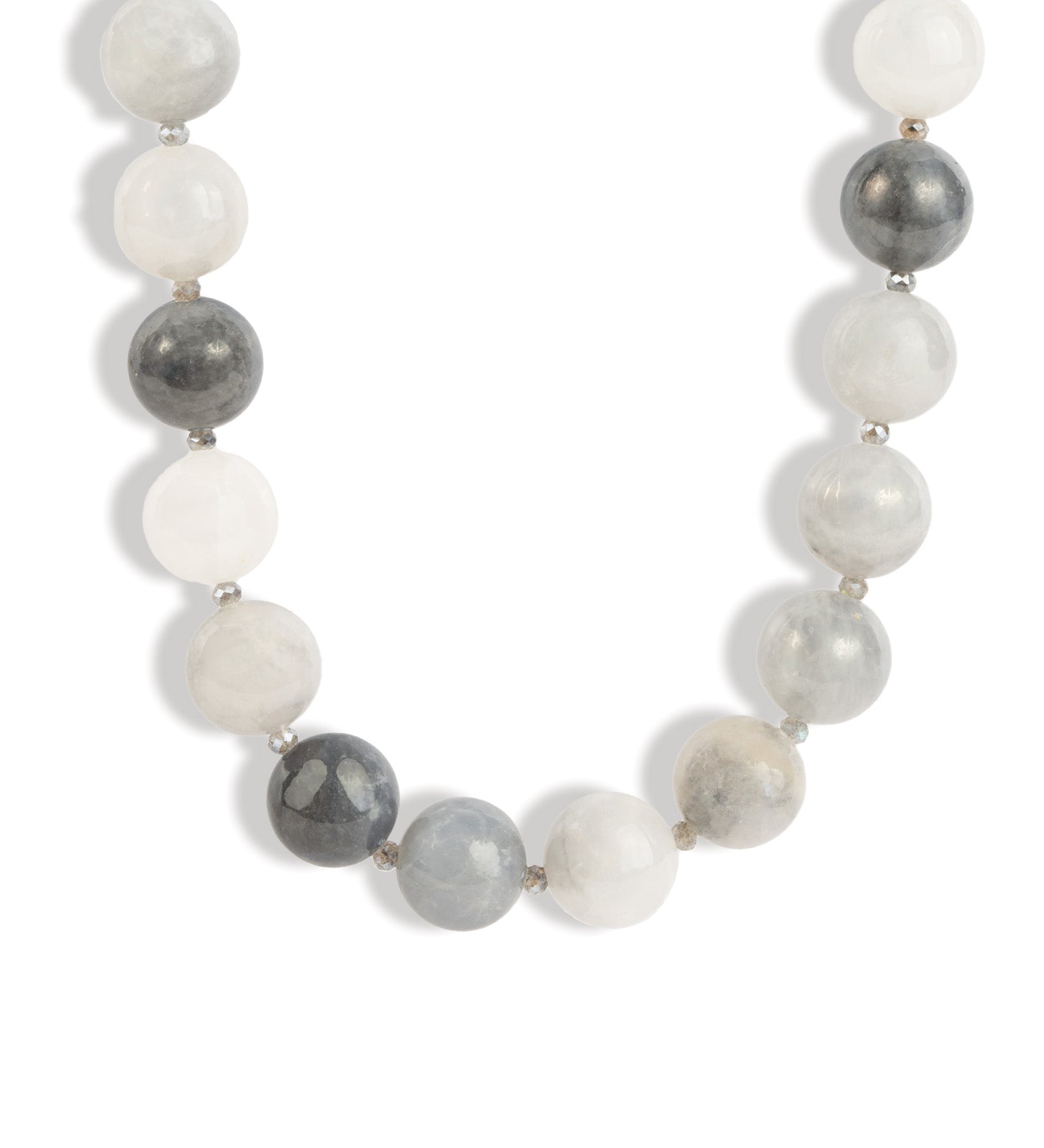 Lunita Luz-Mixed Shape Chunky Stone Necklace | 12mm-Necklaces-Silver, Cloudy Quartz, Labradorite-Blue Ruby Jewellery-Vancouver Canada