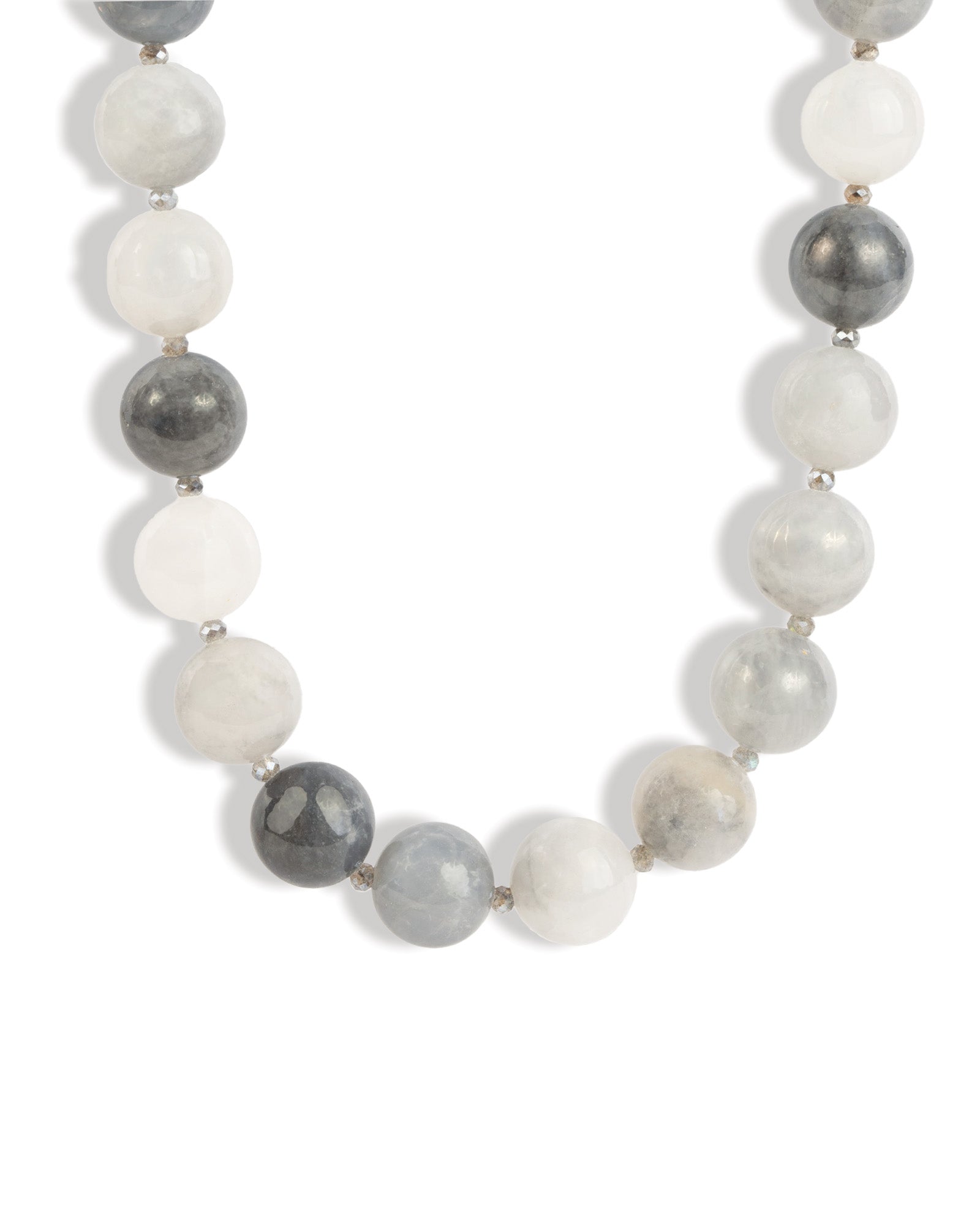 Lunita Luz-Mixed Shape Chunky Stone Necklace | 12mm-Necklaces-Silver, Cloudy Quartz, Labradorite-Blue Ruby Jewellery-Vancouver Canada