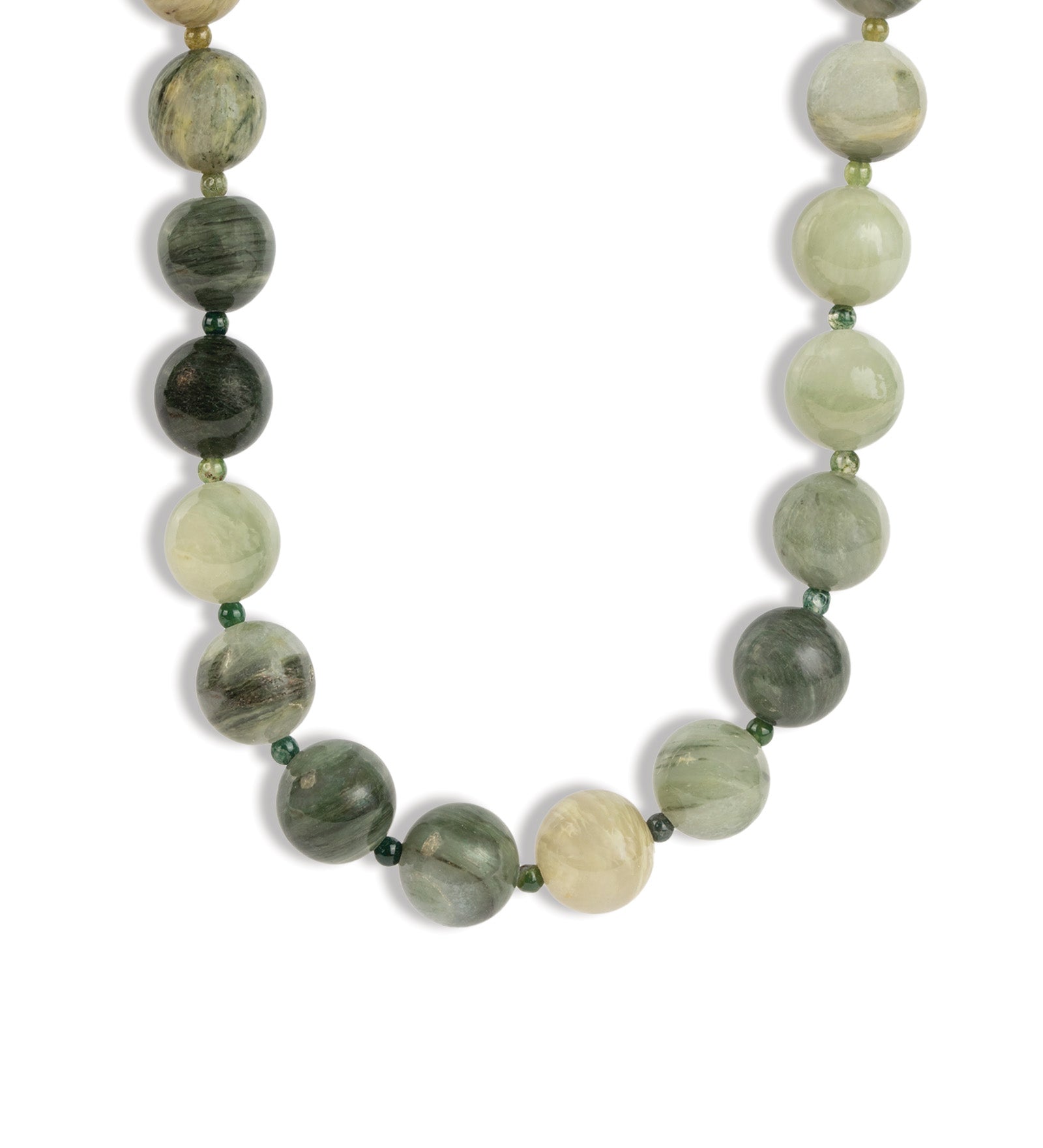 Lunita Luz-Mixed Shape Chunky Stone Necklace | 12mm-Necklaces-Silver, Rutilated Light Moss Agate, Moss Agate-Blue Ruby Jewellery-Vancouver Canada