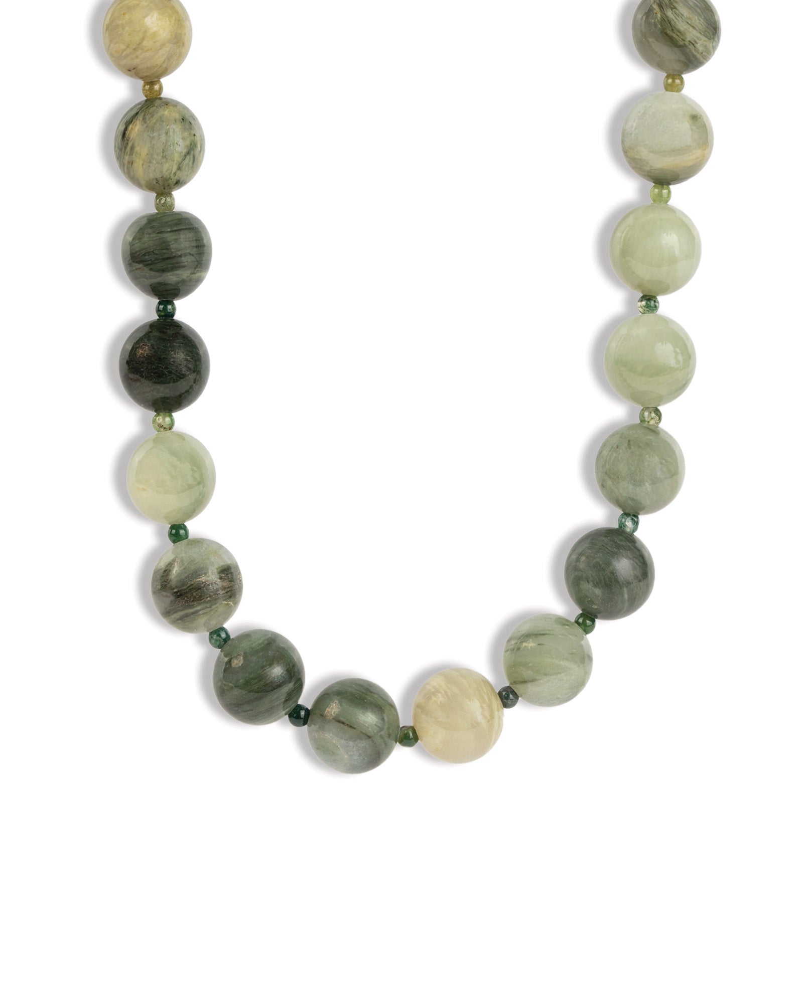 Lunita Luz-Mixed Shape Chunky Stone Necklace | 12mm-Necklaces-Silver, Rutilated Light Moss Agate, Moss Agate-Blue Ruby Jewellery-Vancouver Canada