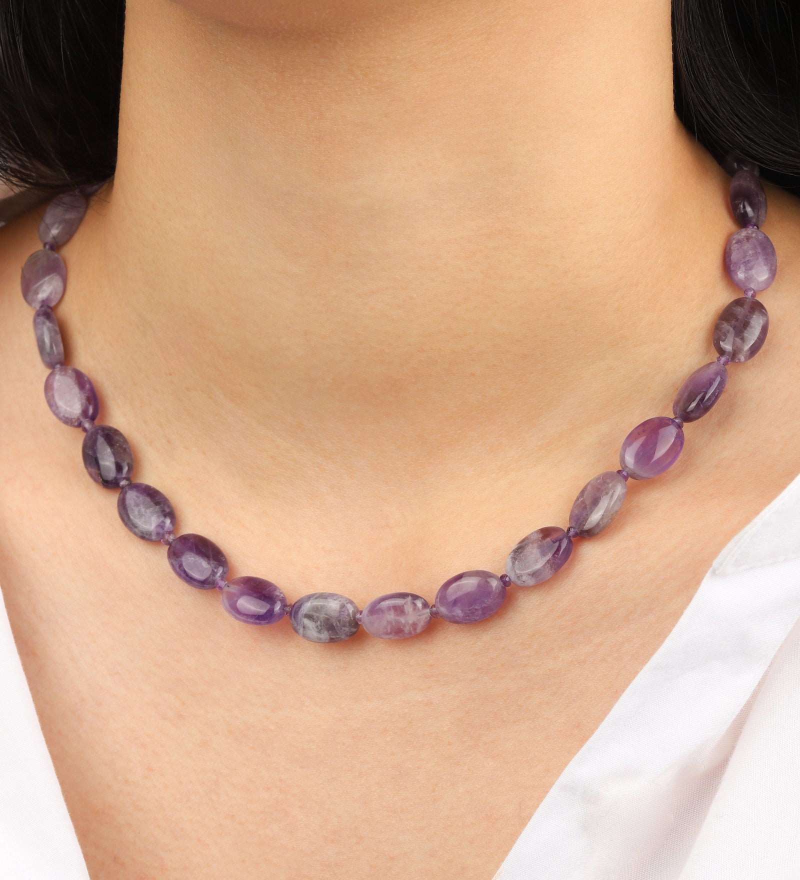 Lunita Luz-Petite Oval Beaded Necklace-Necklaces-Blue Ruby Jewellery-Vancouver Canada