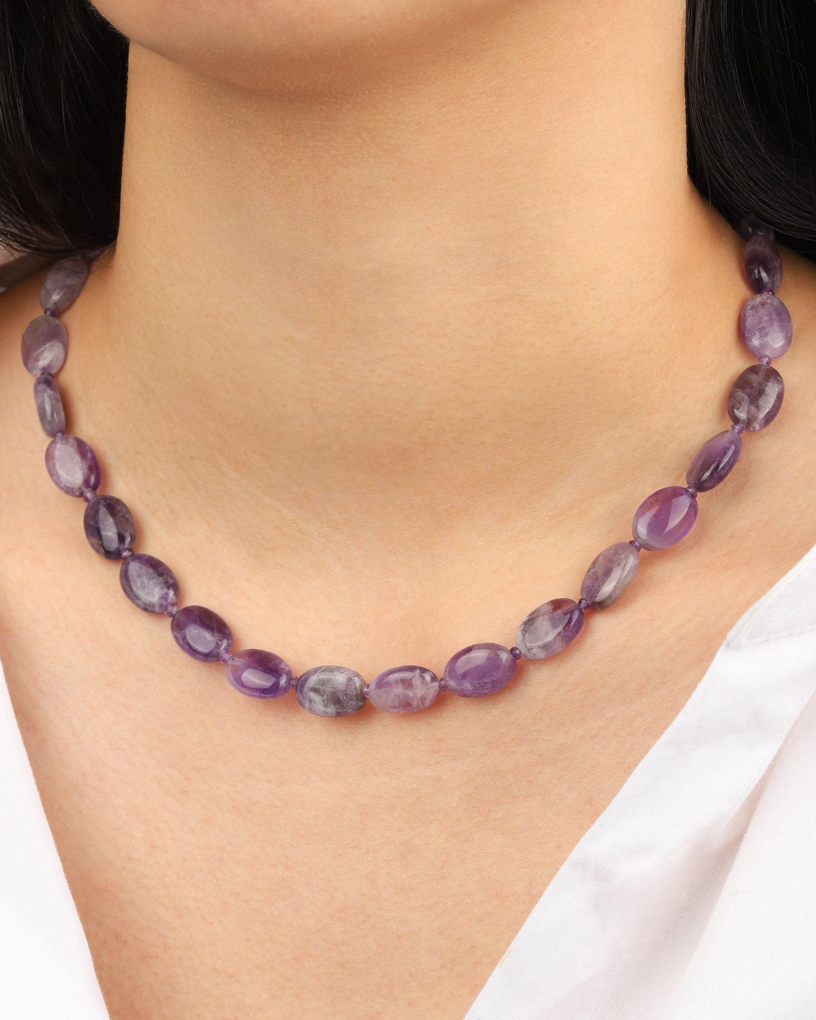 Lunita Luz-Petite Oval Beaded Necklace-Necklaces-Blue Ruby Jewellery-Vancouver Canada