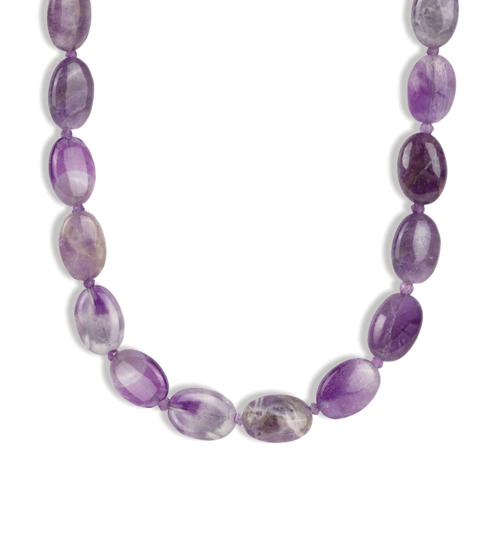 Lunita Luz-Petite Oval Beaded Necklace-Necklaces-Gold, Moody Amethyst-Blue Ruby Jewellery-Vancouver Canada