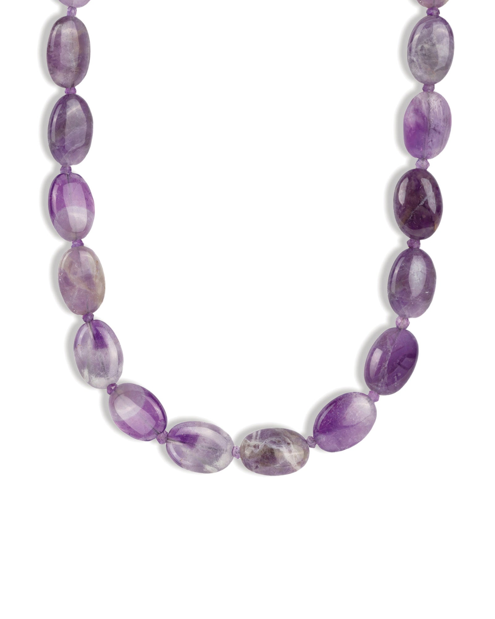 Lunita Luz-Petite Oval Beaded Necklace-Necklaces-Gold, Moody Amethyst-Blue Ruby Jewellery-Vancouver Canada