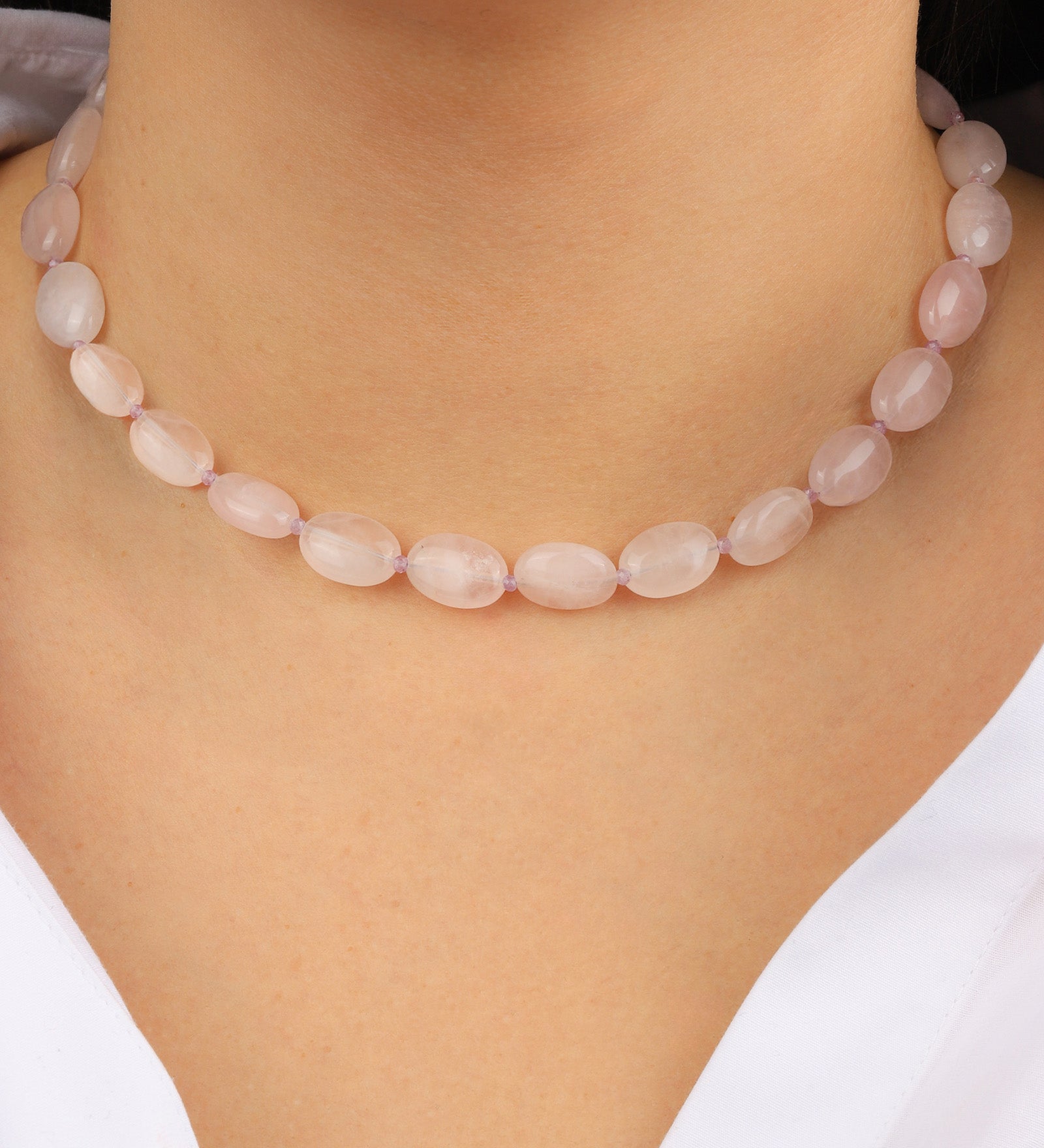 Lunita Luz-Petite Oval Beaded Necklace-Necklaces-Blue Ruby Jewellery-Vancouver Canada