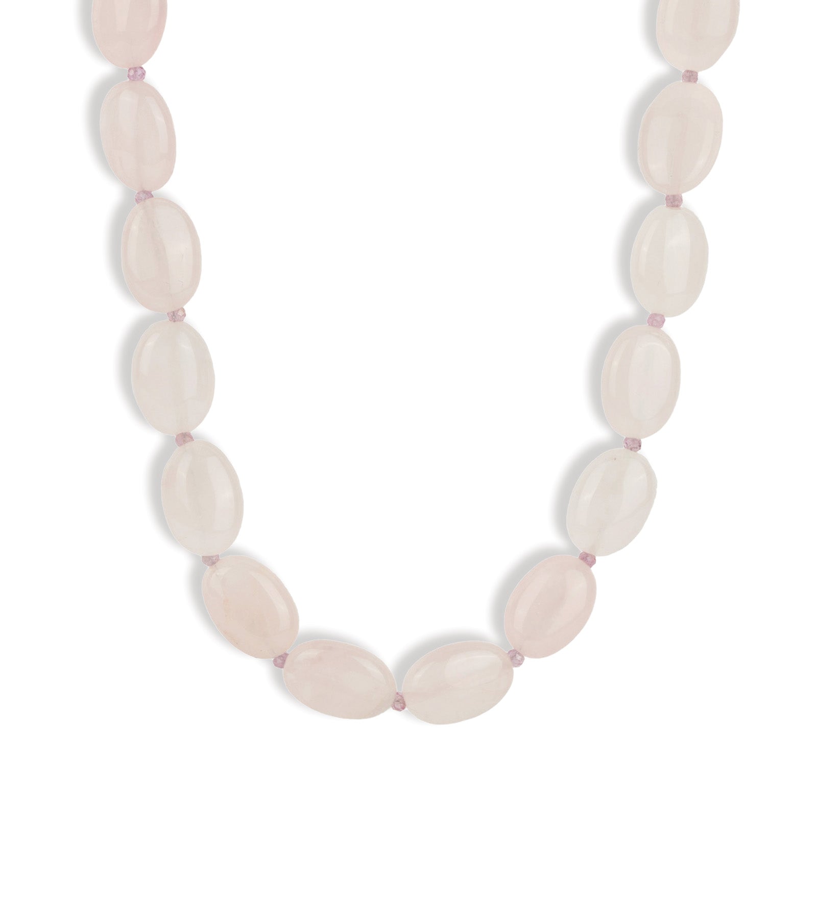 Lunita Luz-Petite Oval Beaded Necklace-Necklaces-Gold, Rose Quartz, Pink Sapphire-Blue Ruby Jewellery-Vancouver Canada